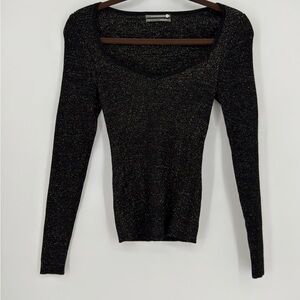 Anthropologie Black and Gold Long Sleeve Sweater